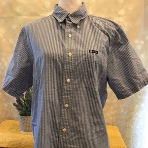 Chaps M‎ Blue Plaid Short Sleeve Dress Shirt
